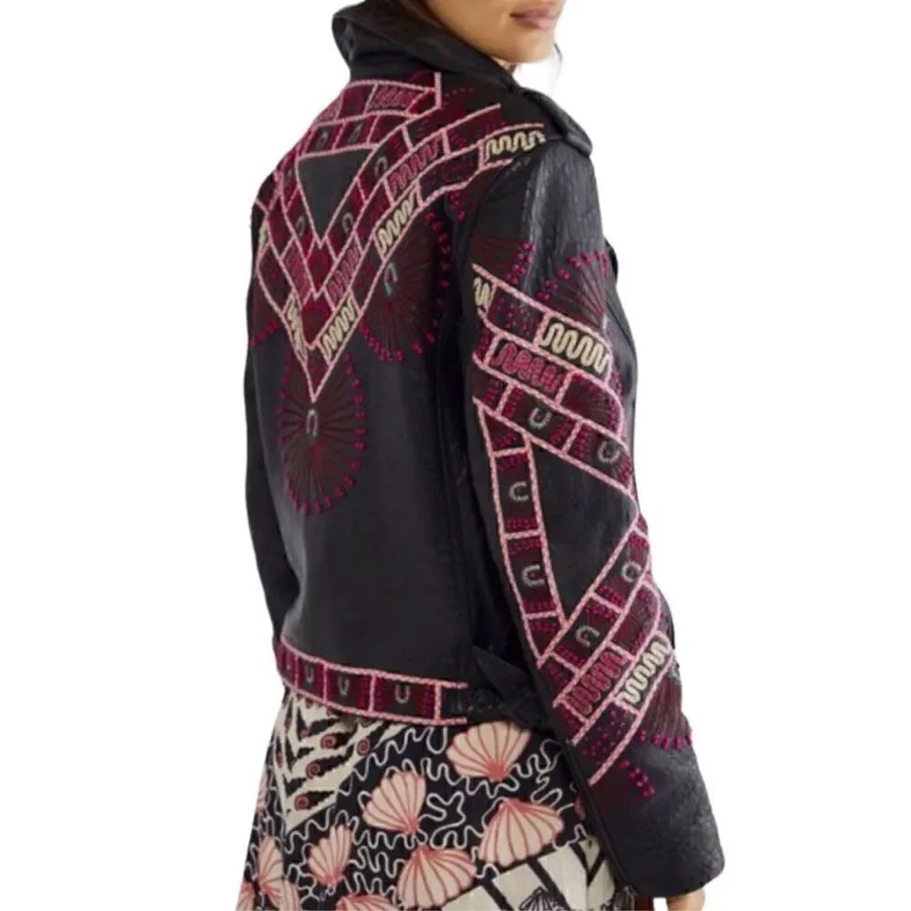 Free People  Zandra Rhodes
Stardust Biker Jacket Size Small